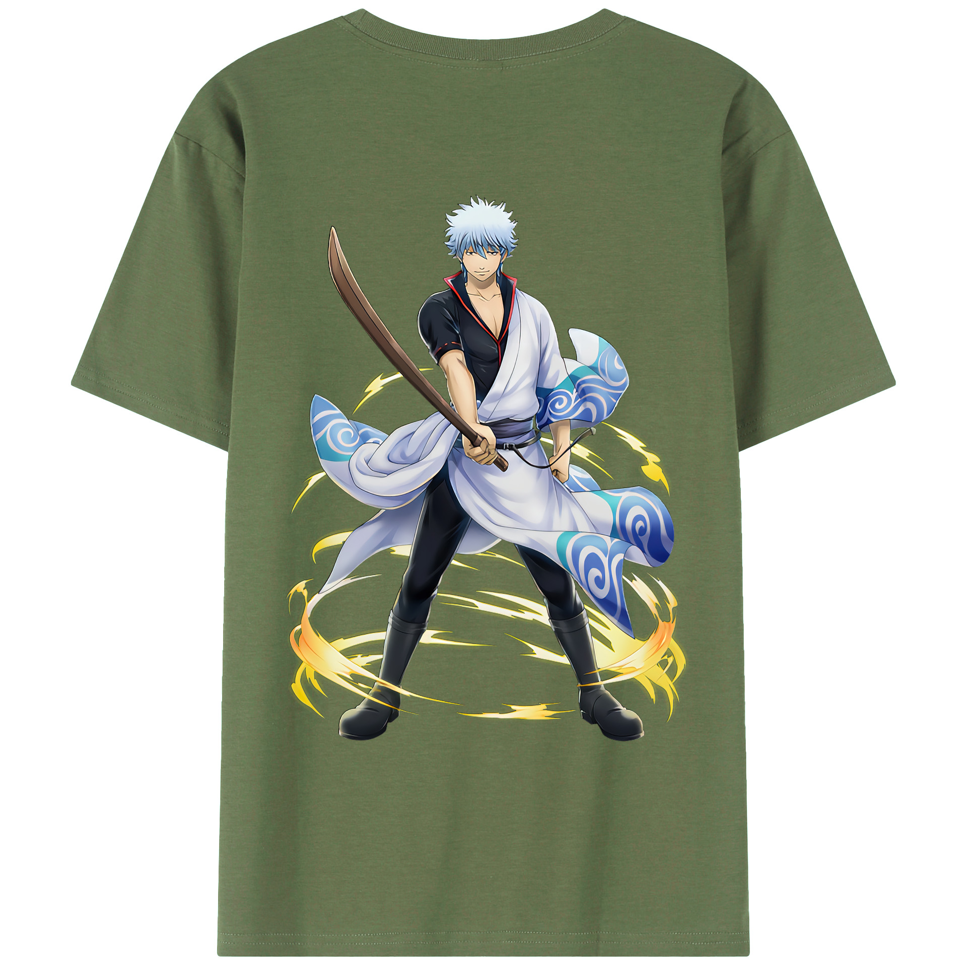 （画像用） ぎんたま 坂田銀時（さかたぎんとき） 神楽 志村新八（しむら しんぱち） GINTAMA Sakata Gintoki Kagura Shimura Shinpachi 綿100％ メンズ半袖Tシャツ（バックプリント） 通気性